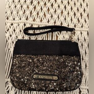 Express black sequin wristlet.
